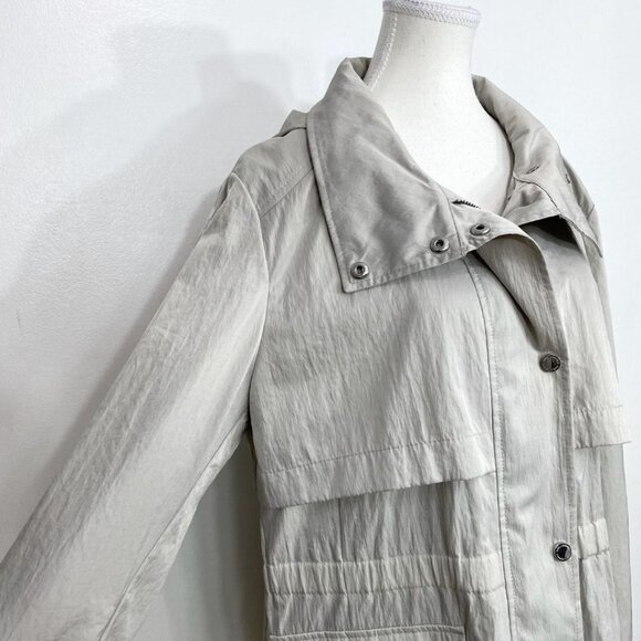 KARL LAGERFELD WOMEN'S GREY SILVER HOODED WIND COAT - XL - Picture 4 of 14